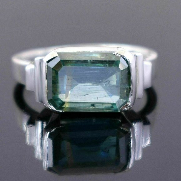 Hand Made Sterling Silver Blue Diamond Ring 4.8Cts